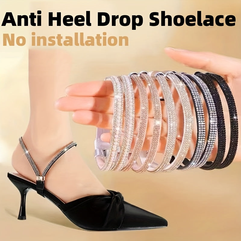 1 Pair Anti-Slip Shoe Strap with Free Installation, Rhinestone Heel Protector for High Heels and Single Shoes