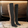 2025 Sexy Pointed Toe Stiletto Knee High Boots - Side Zipper Nightclub Party Boots for Women, Easy On\u002FOff Dinner Heels