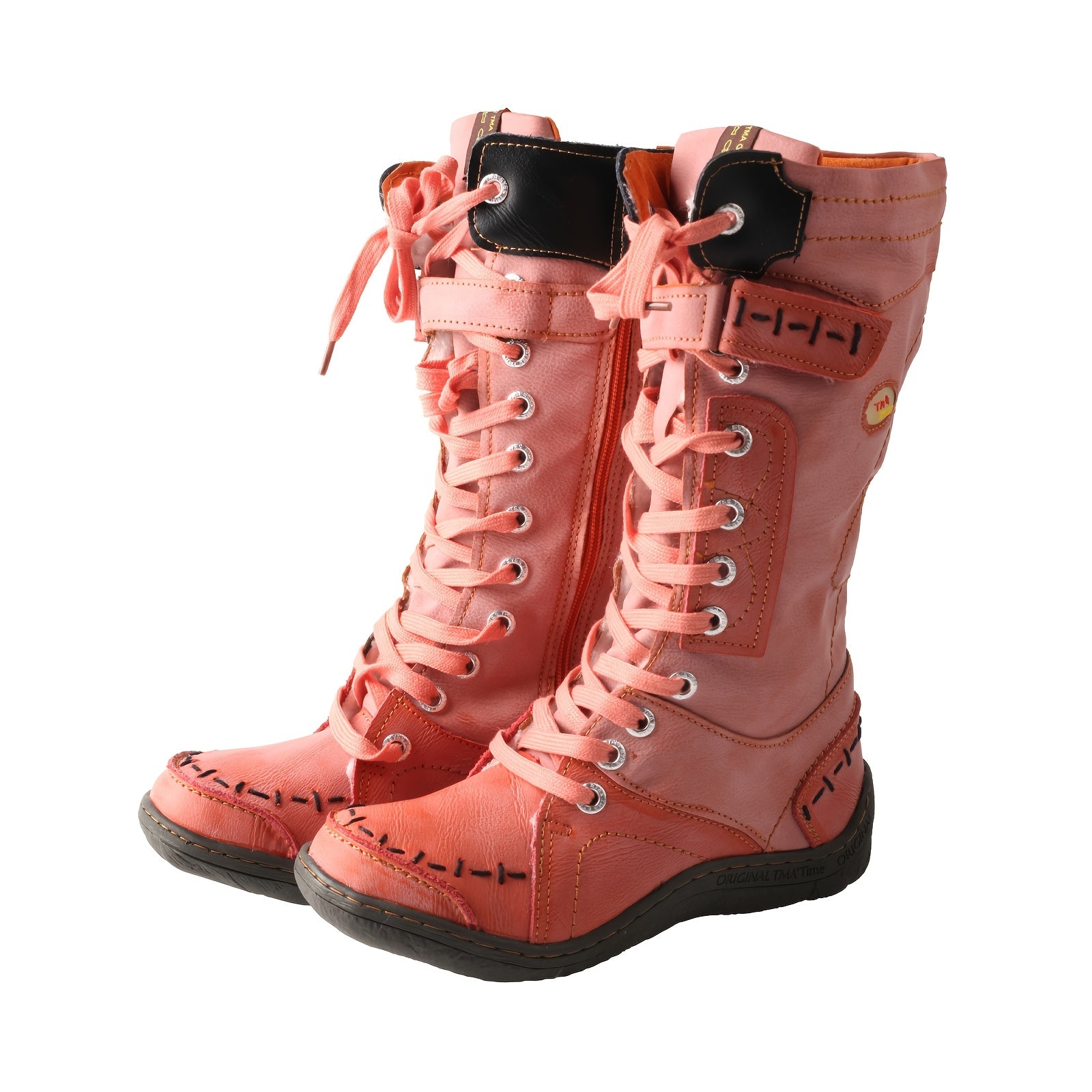 TMA EYES New Women'S Fashionable Side Zip Booties With Laces - Unique And Stylish