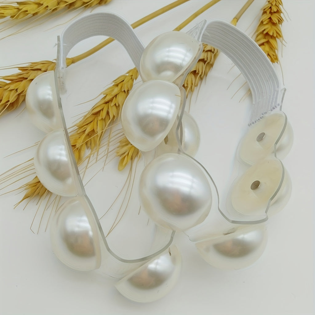 2pcs Adjustable Faux Pearl Adjustable Anti-Loose Shoe Straps For High Heels And Flats