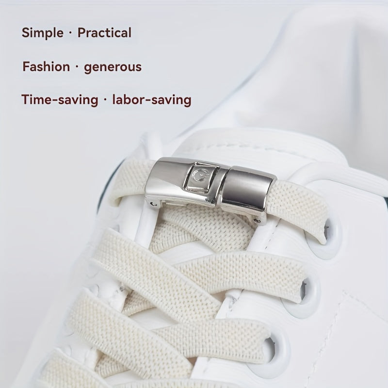 Stylish Metal Buckles 10pcs Stylish Metal Quick-Release No-Tie Shoelace Buckles | Easy Press-On Buckle Locks with Adjustable Fit for Comfortable Wear - Hassle-Free Shoelace Clips for Women and Men