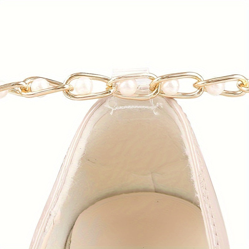 2pcs Faux Pearl Artificial Diamond Chain Shoelaces - Anti-slip Heel Straps - For Women -  For High Heels -  Elevate Your Shoe Style - Perfect Gift for Fashionistas