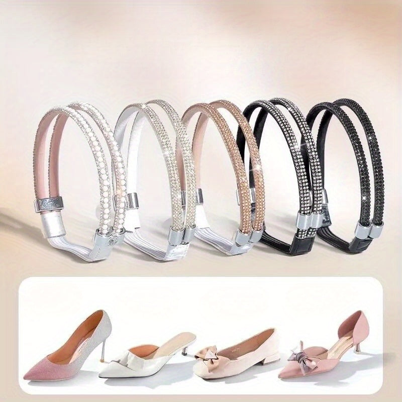 High Heel Shoes Shoelace Anti-Drop Artifact Installation-Free Strap Fixed Shoes Anti-Heel Drop Rhinestone Strip Single Shoe Strap