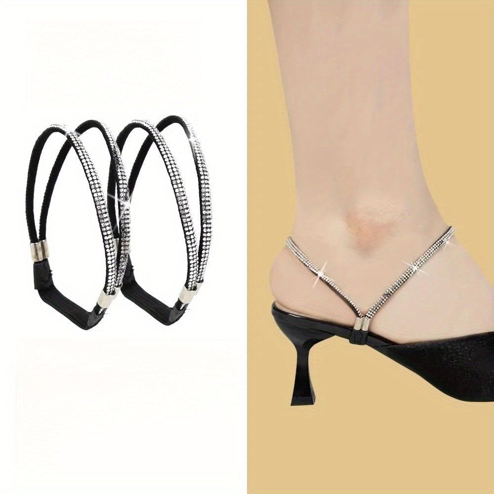High Heel Shoes Shoelace Anti-Drop Artifact Installation-Free Strap Fixed Shoes Anti-Heel Drop Rhinestone Strip Single Shoe Strap