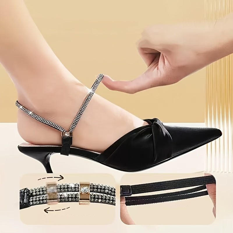 1 Pair Anti-Slip Shoe Strap with Free Installation, Rhinestone Heel Protector for High Heels and Single Shoes