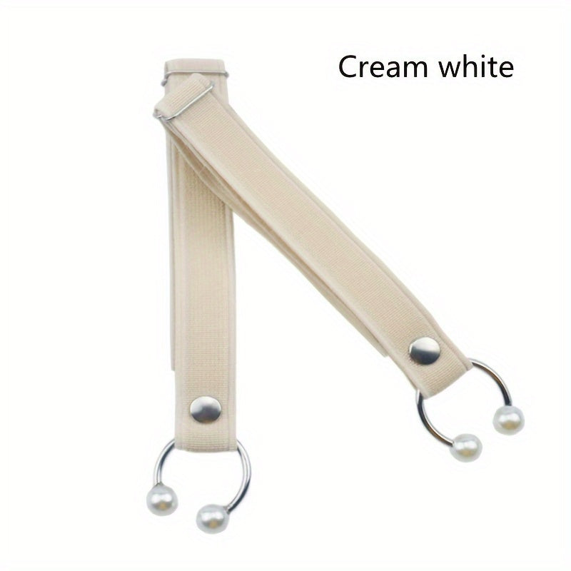 2pcs Adjustable High Heel Shoe Straps with Pearl & Rhinestone Accents - Elastic Ankle Tie Bands in Red, Black, and Pink for Secure, Stylish Fit, Shoe Accessories