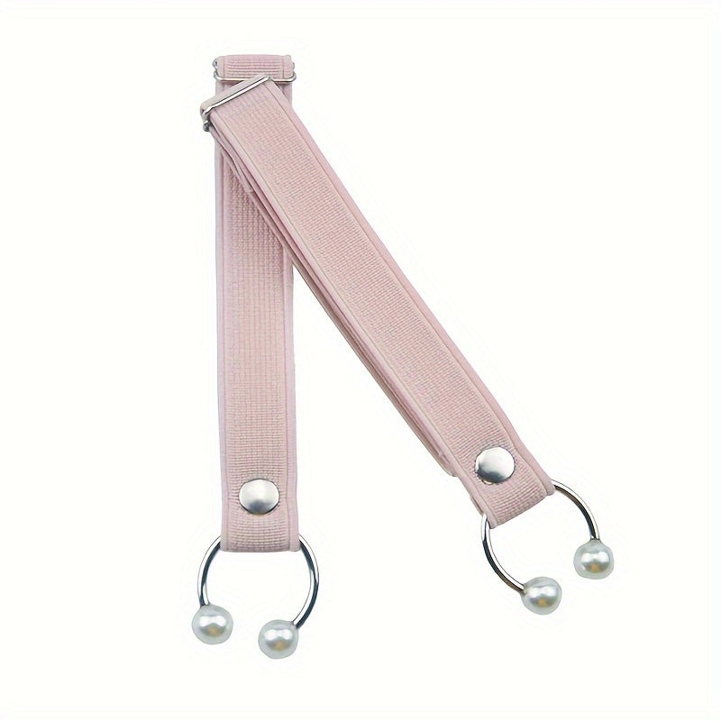 2pcs Adjustable High Heel Shoe Straps with Pearl & Rhinestone Accents - Elastic Ankle Tie Bands in Red, Black, and Pink for Secure, Stylish Fit, Shoe Accessories