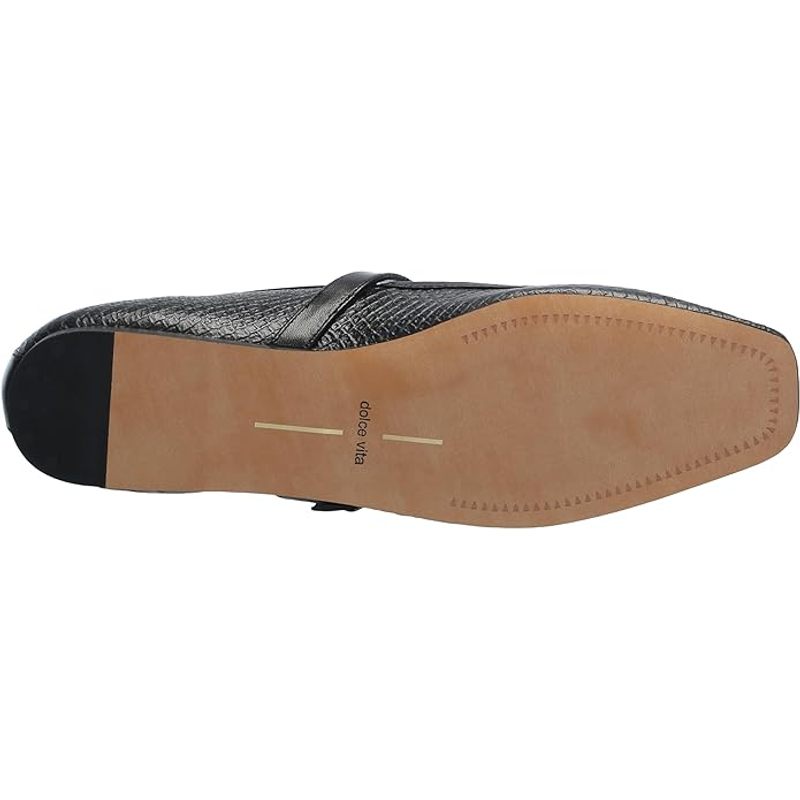 Dolce Vita Rodni Onyx Snake Embossed Mary Jane Squared Toe Fashion Ballet Flats