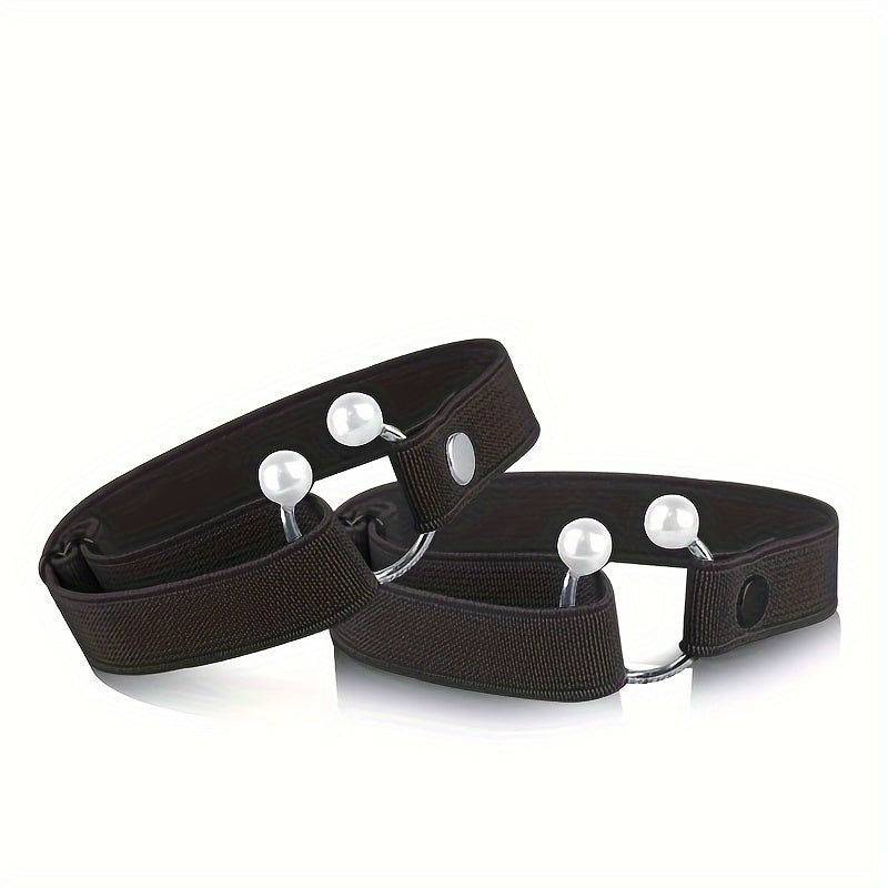 2pcs Adjustable High Heel Shoe Straps with Pearl & Rhinestone Accents - Elastic Ankle Tie Bands in Red, Black, and Pink for Secure, Stylish Fit, Shoe Accessories