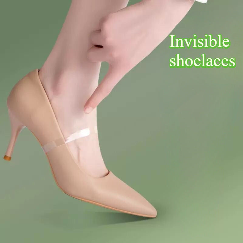 10pcs Transparent Silicone Shoe Straps for High Heels - Anti-Slip Elastic Heel Grips for Women'S Pumps, Sandals & Party Shoes, Comfortable No-Slip Accessories, Secure Fit for Stability & Comfort, Invisible Gel Straps, Shoe Accessories