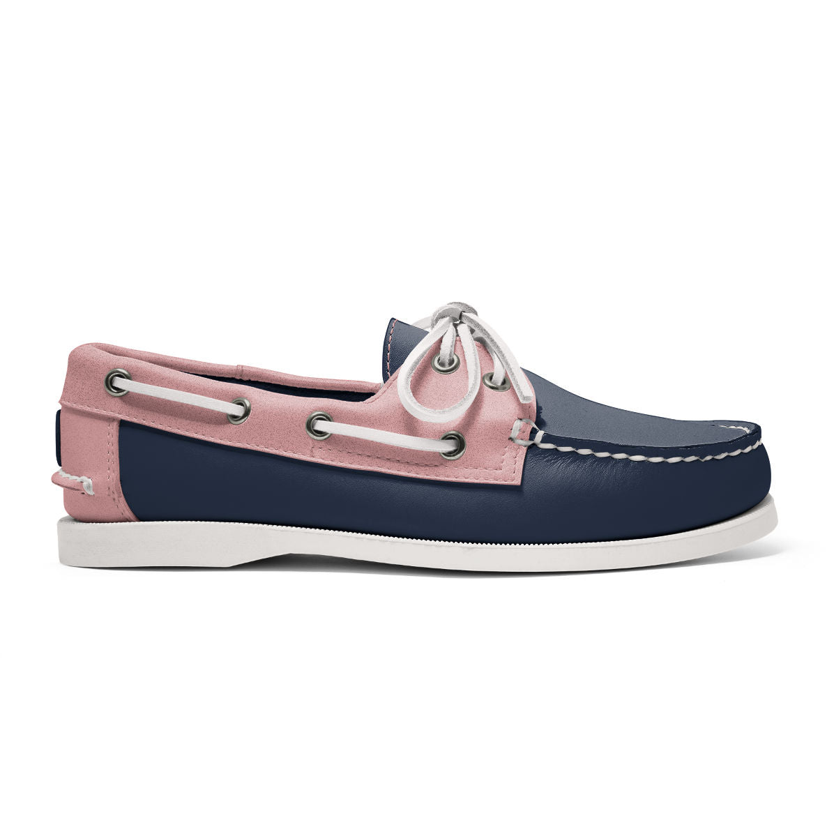 Women's Navy Rose leather Boat Shoe