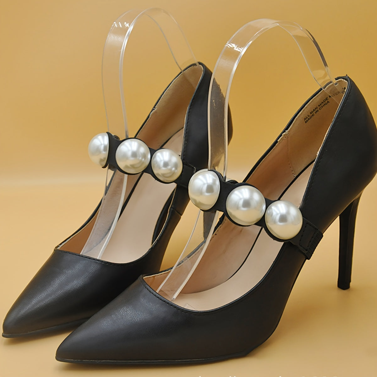 2pcs Adjustable Faux Pearl Adjustable Anti-Loose Shoe Straps For High Heels And Flats
