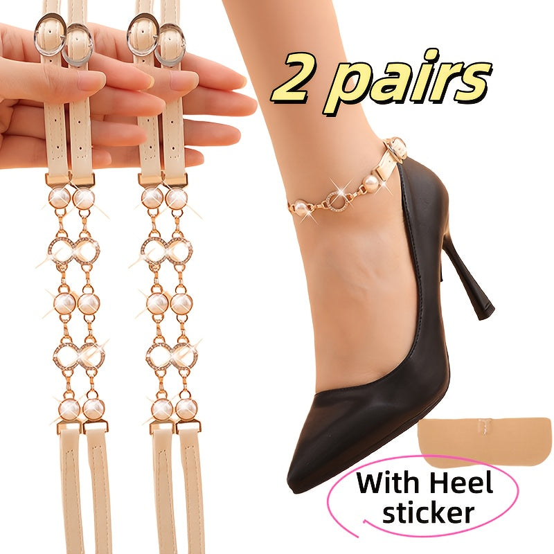 2 Pair Adjustable Shoelaces for High Heels Shoe Belts High Heels Straps Band Detachable Shoe Ankle Straps Shoelaces, Without Battery