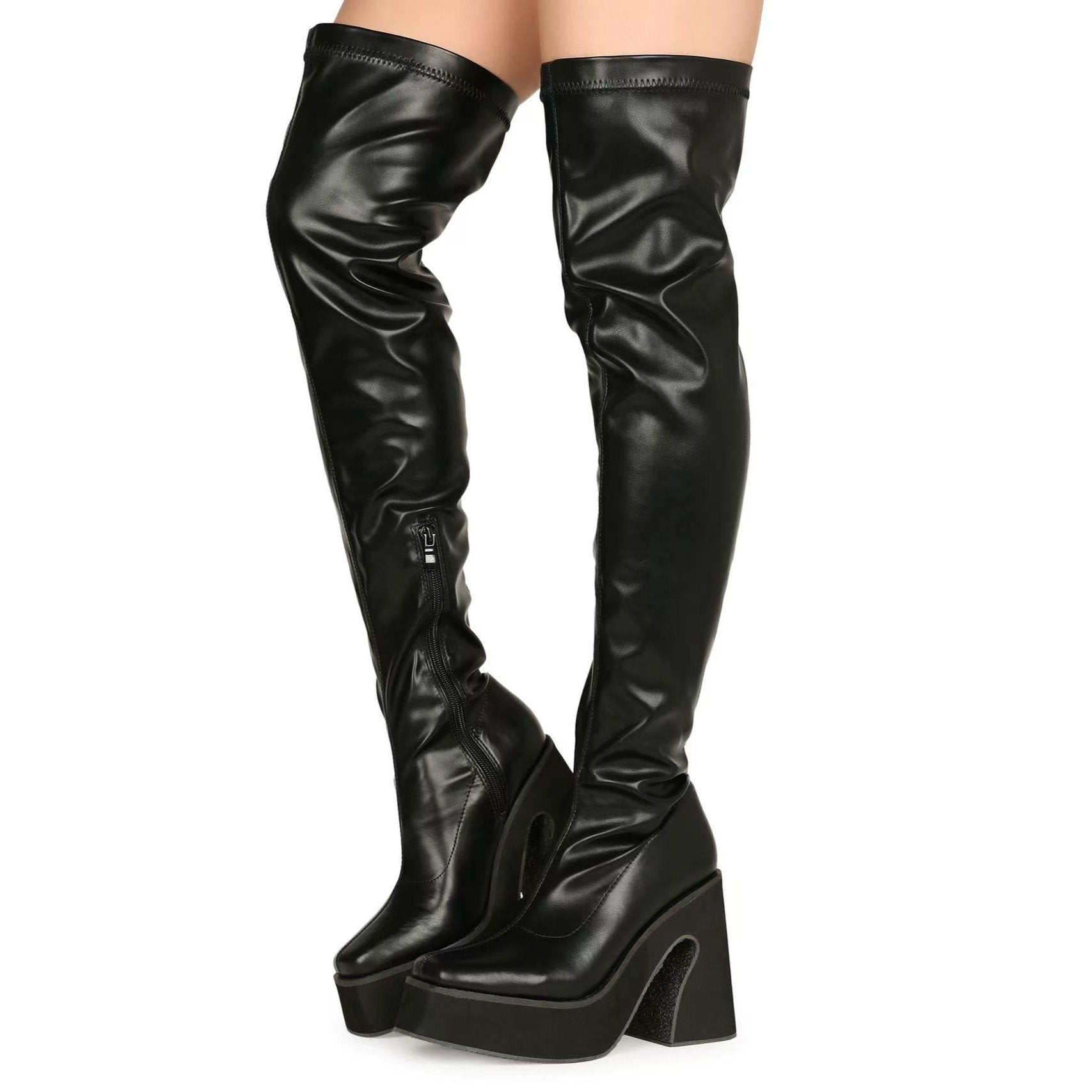 Thick-soled high-heeled over-the-knee boots