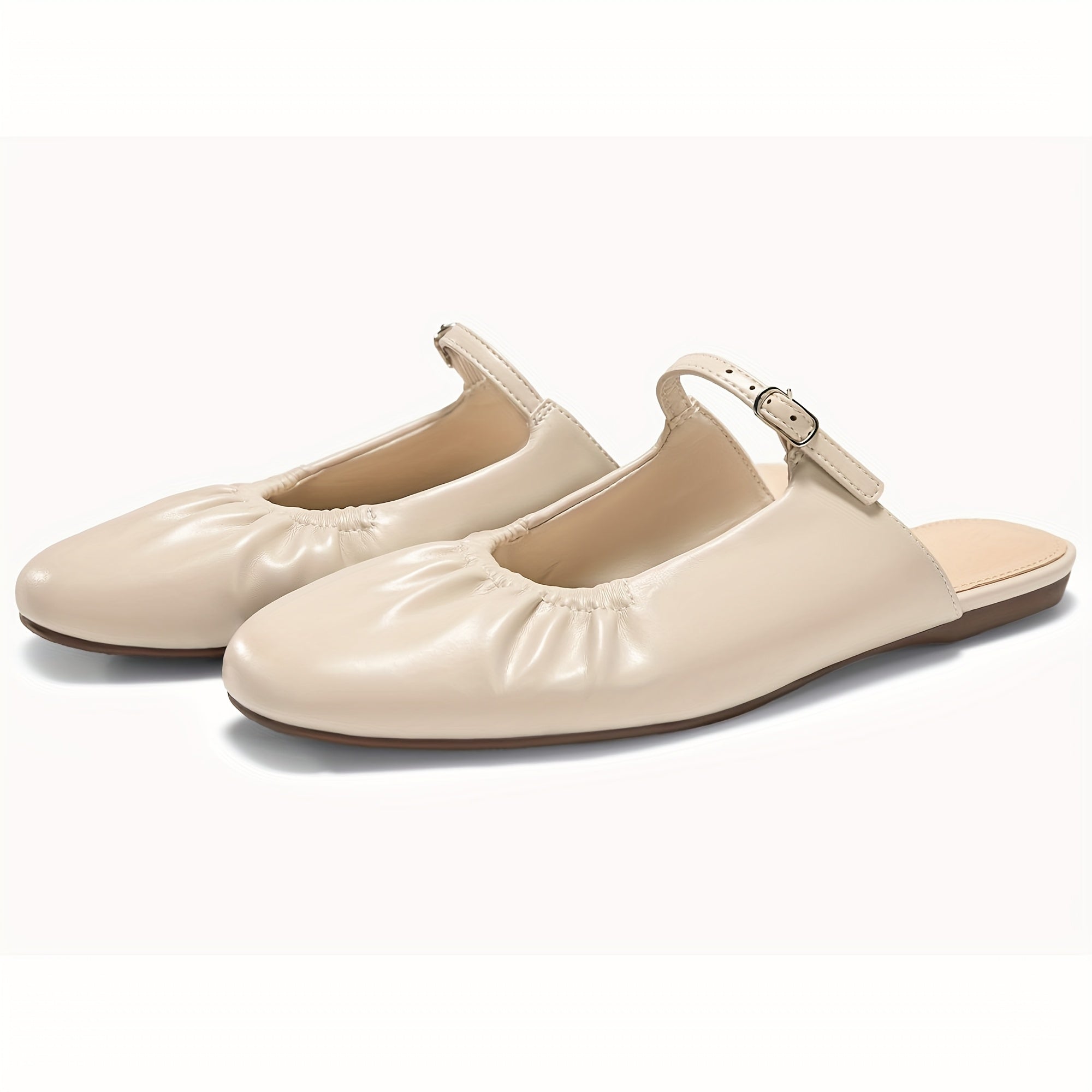 Womens Mules Mary Jane Flats Closed Toe Pleated Slip On Shoes Dressy Casual Slides