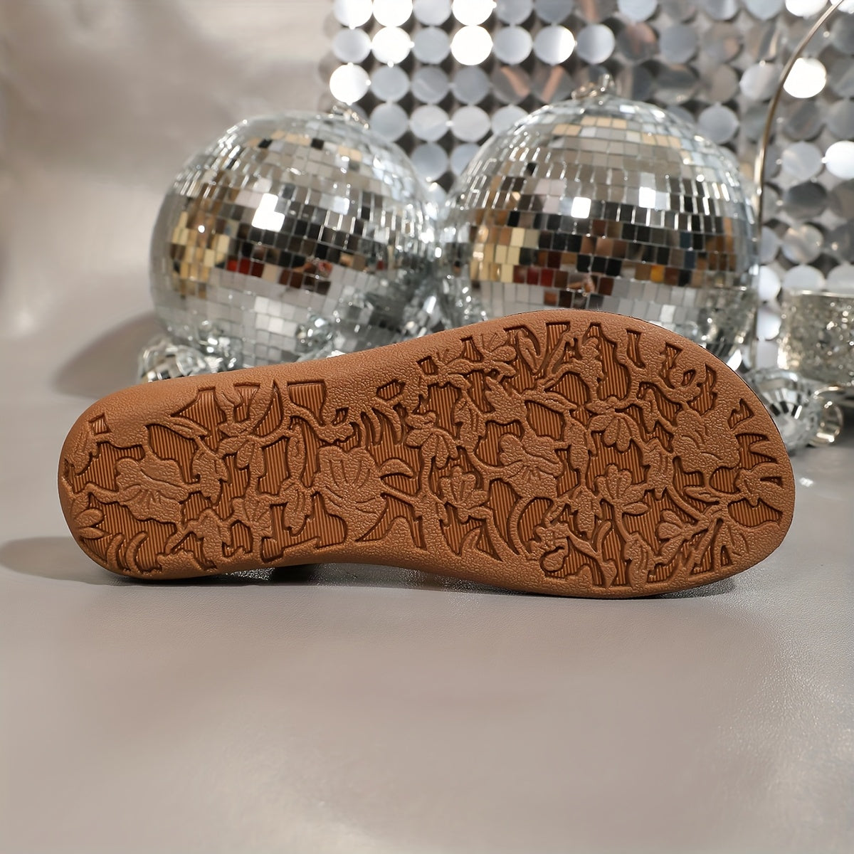 Oversized Ethnic Storm, Simia Retro Bead Elastic Band, Rhinestone Flat Bottom Soft Soled Sandals For Women