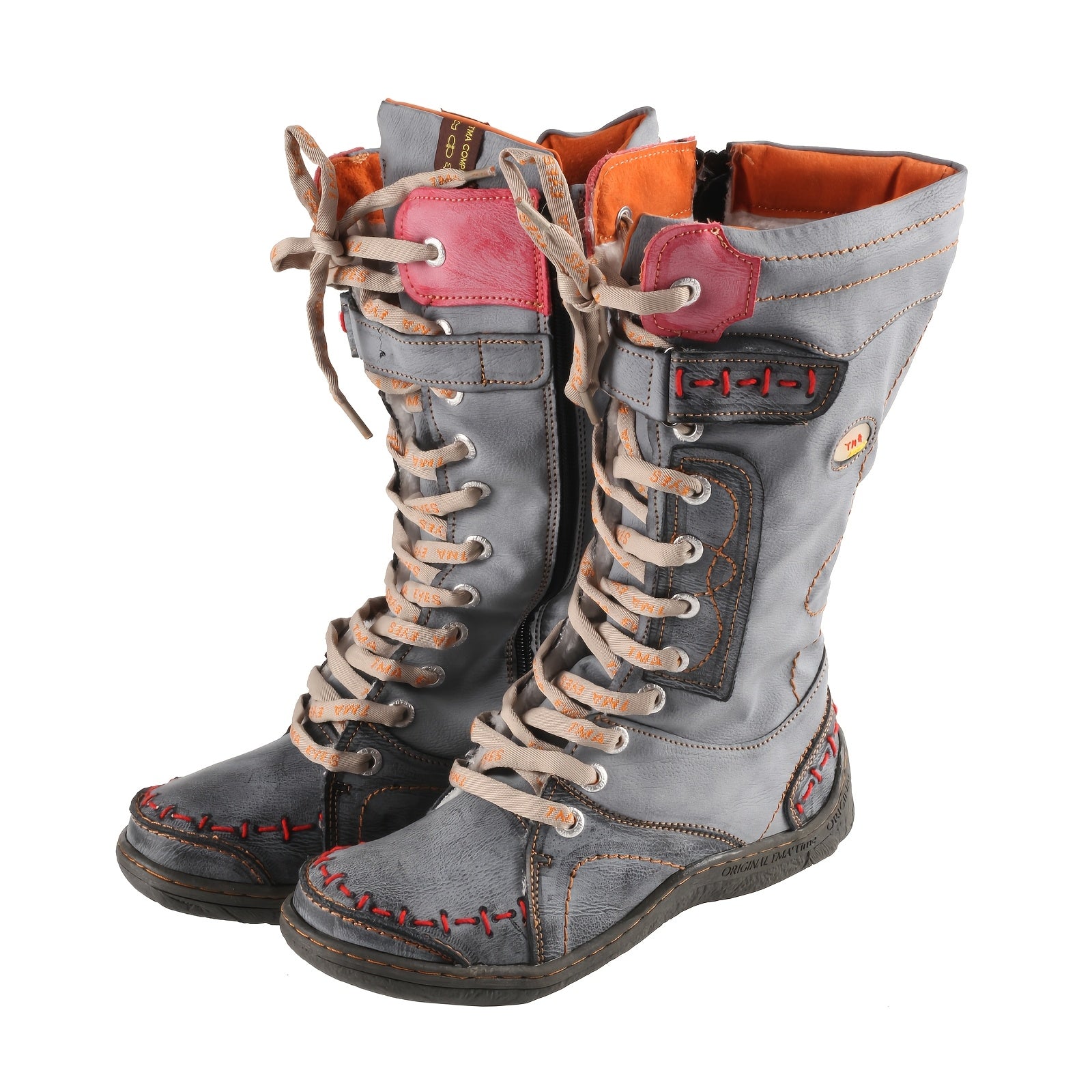 TMA EYES New Women'S Fashionable Side Zip Booties With Laces - Unique And Stylish