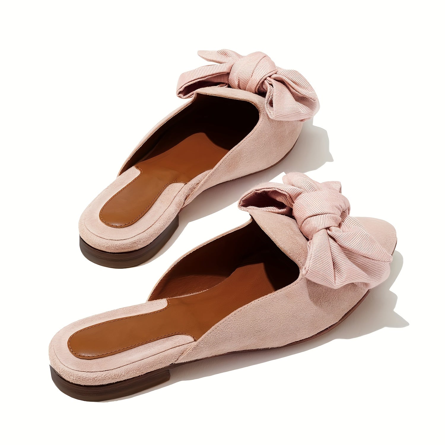 Women'S One Foot Comfortable Bow Tie, Pointed Open Back Flat Shoes, Women'S