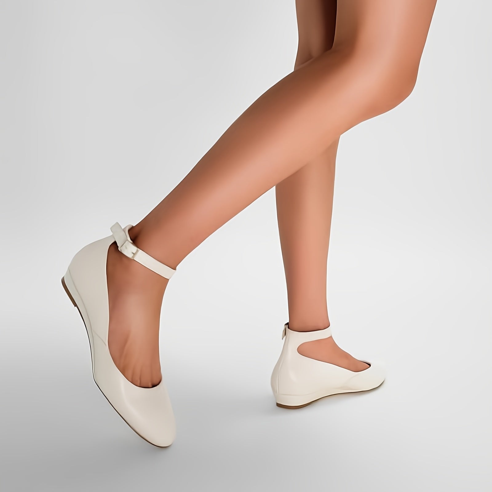 Women's Black Pointed Toe Ballet Flats with Low Wedge Heel and Ankle Strap – Versatile for Casual, Dressy, Summer Parties, and Professional Settings, Professional Attire | Vintage Style Flats | Pu Synthetic Cover