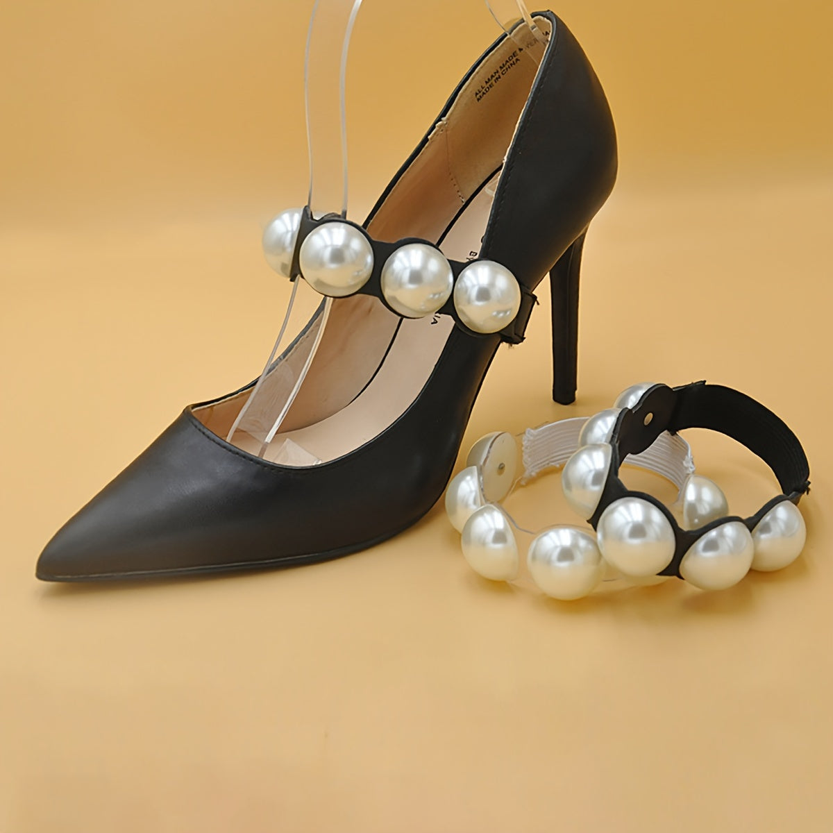 2pcs Adjustable Faux Pearl Adjustable Anti-Loose Shoe Straps For High Heels And Flats