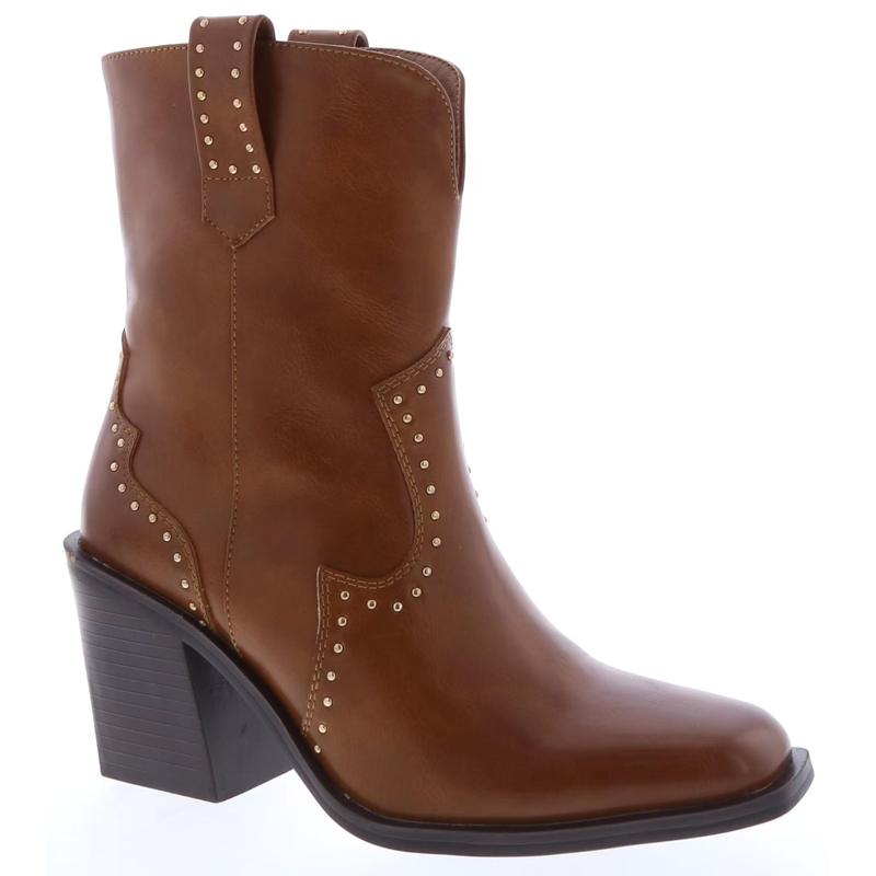 Vintage-Inspired Women's Cowboy Boots – Low Block Heel, Pull-On Design