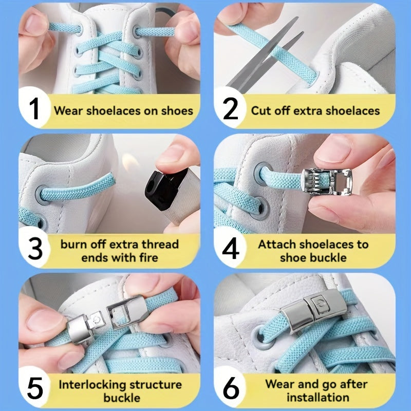 Stylish Metal Buckles 10pcs Stylish Metal Quick-Release No-Tie Shoelace Buckles | Easy Press-On Buckle Locks with Adjustable Fit for Comfortable Wear - Hassle-Free Shoelace Clips for Women and Men