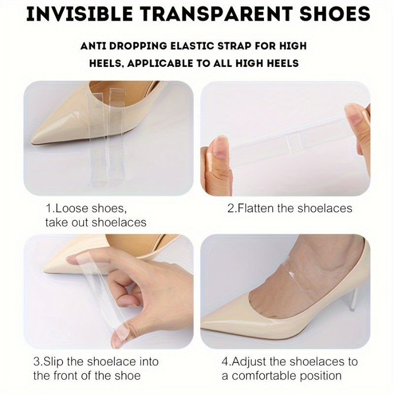 Clear Shoe Laces Invisible 1\u002F5\u002F10 Pairs Clear Silicone No-Slip Shoe Laces | Women's Shoe Accessories for Holding Loose Shoes Dancing High Heels Mule