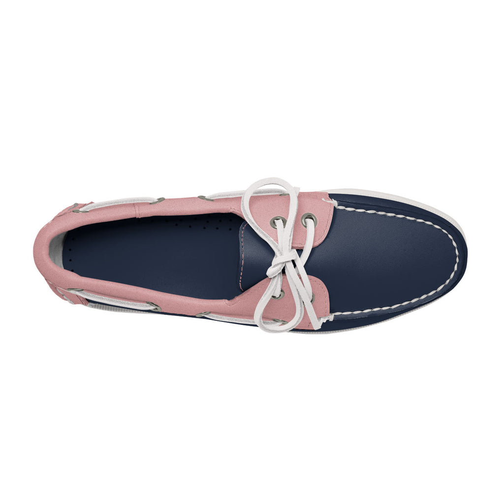Women's Navy Rose leather Boat Shoe