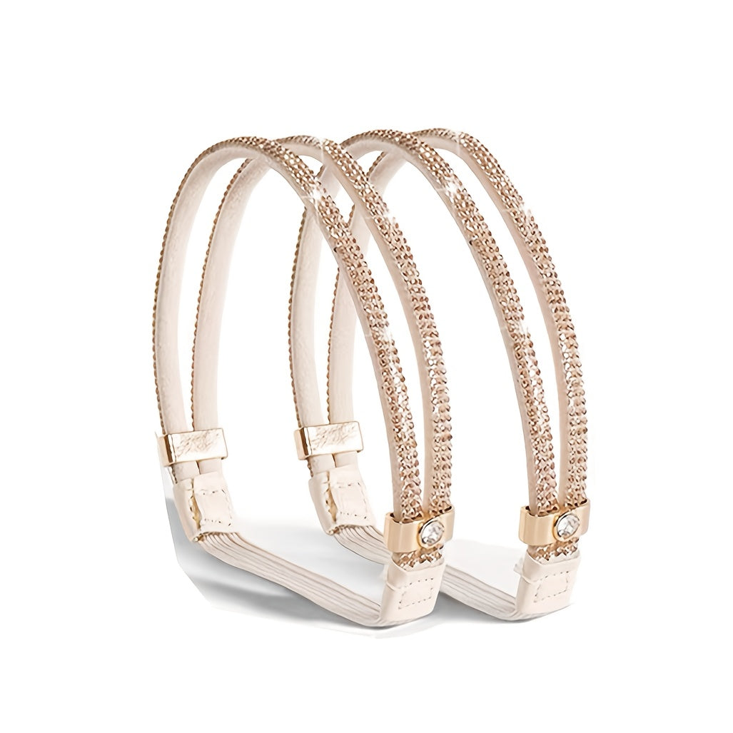 2pcs of Sparkly High Heel Shoe Laces to Prevent Heels from Falling Off, Shoe Laces for Installation, Women'S Single Shoes And Sandals Without Tying Fixed Straps, Anti-Slip Heel Clips, Adjustable Non-Slip Heel Clips\u002FShoe Accessories, Without Battery