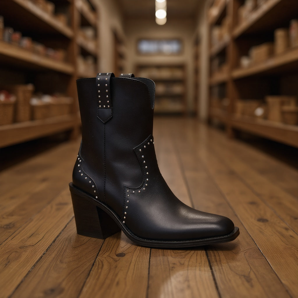 Vintage-Inspired Women's Cowboy Boots – Low Block Heel, Pull-On Design