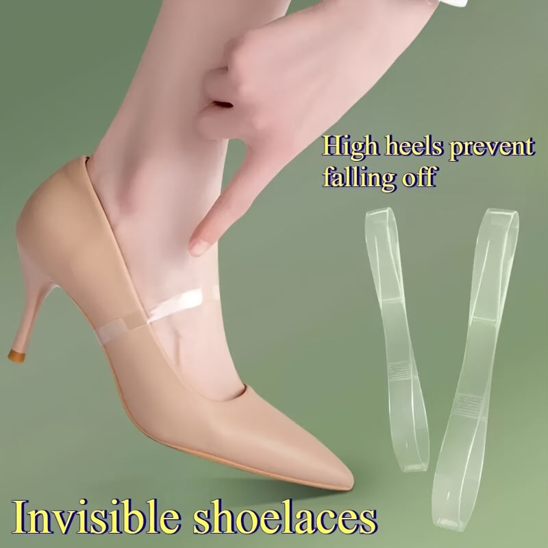 1 pair\u002F3 pairs\u002F6 pairs, Transparent Invisible Shoelaces for Women'S High Heels, Anti-Slip Silicone Fastening Straps, No-Trace Secure Hold, Suitable for Single Shoes\u002FClogs\u002FMary Jane Flats, Comfortable Invisible Shoe Laces