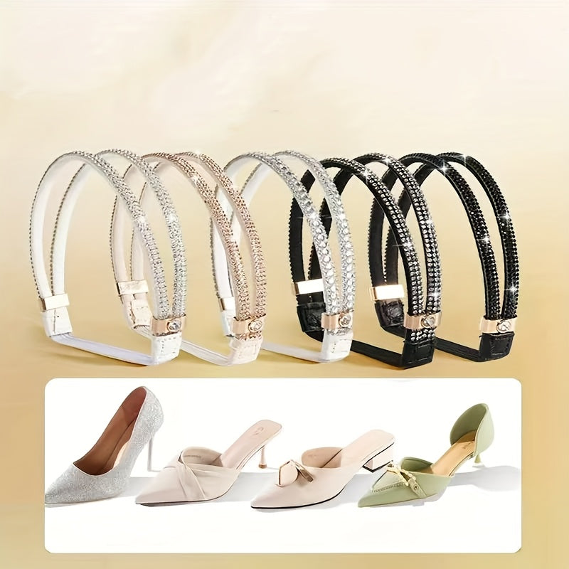 1 Pair Anti-Slip Shoe Strap with Free Installation, Rhinestone Heel Protector for High Heels and Single Shoes