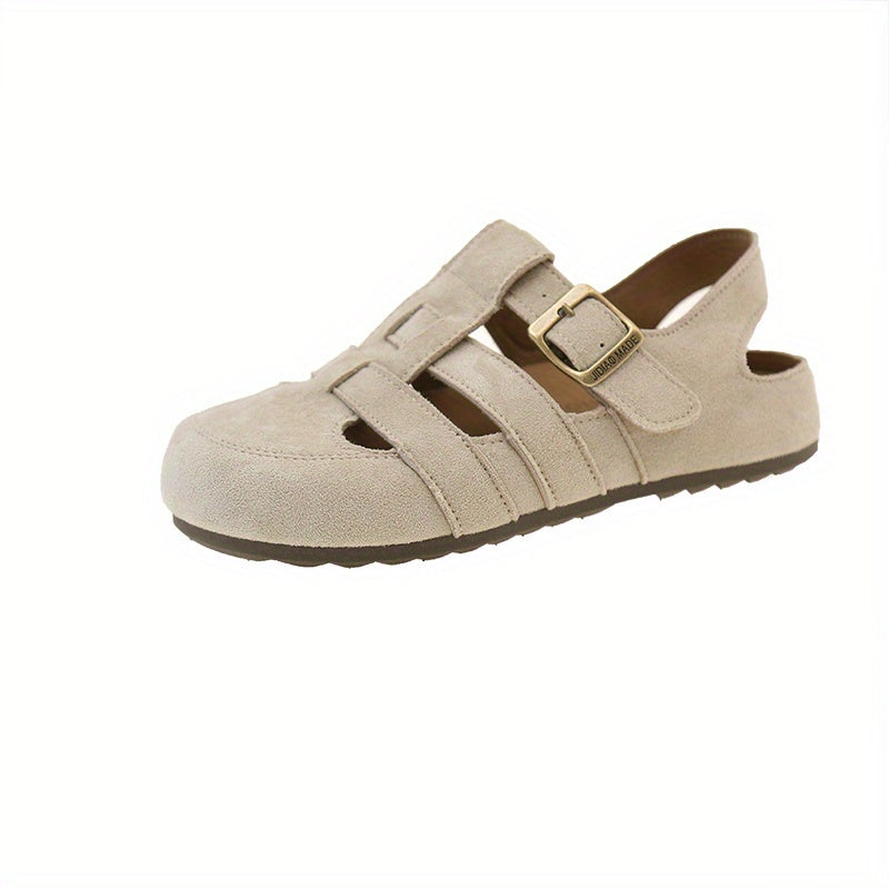 Women's Beige Retro Platform Sandals - Open Toe Backless sandals with Cushioned Insole - PU Synthetic Leather & Rubber Sole - for Casual, Formal, Beach Outfits - Everyday Summer Shoes, Outdoor Walking, Vintage Charm, Comfortable Fit, Fashion Lovers