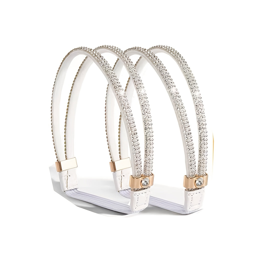 2pcs of Sparkly High Heel Shoe Laces to Prevent Heels from Falling Off, Shoe Laces for Installation, Women'S Single Shoes And Sandals Without Tying Fixed Straps, Anti-Slip Heel Clips, Adjustable Non-Slip Heel Clips\u002FShoe Accessories, Without Battery