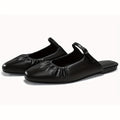 Womens Mules Mary Jane Flats Closed Toe Pleated Slip On Shoes Dressy Casual Slides