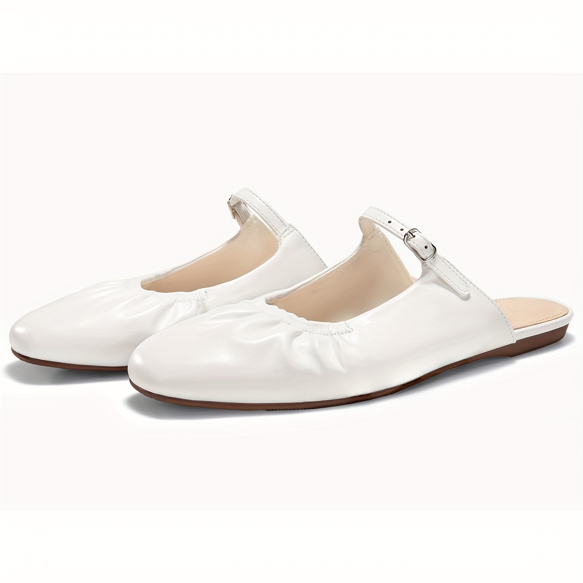 Womens Mules Mary Jane Flats Closed Toe Pleated Slip On Shoes Dressy Casual Slides