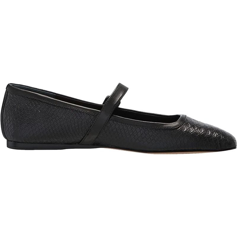 Dolce Vita Rodni Onyx Snake Embossed Mary Jane Squared Toe Fashion Ballet Flats