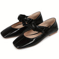 Women'S Square Toe Flats Ballte Bow Mary Jane Slip On Comfy Casual Flat Block Chunky Low Heel Shoes Ballerina Shoes Party Office Lady Pumps