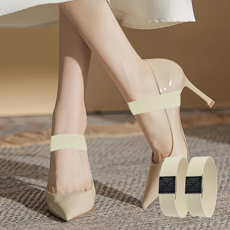 2pcs High Elastic Anti-loose Shoe Straps - High Heels Flat Belts, Solid Color Shoelaces - For Women & Men - Suitable for Sneakers, Flats, Heels - Perfect for Keeping Shoes Secure