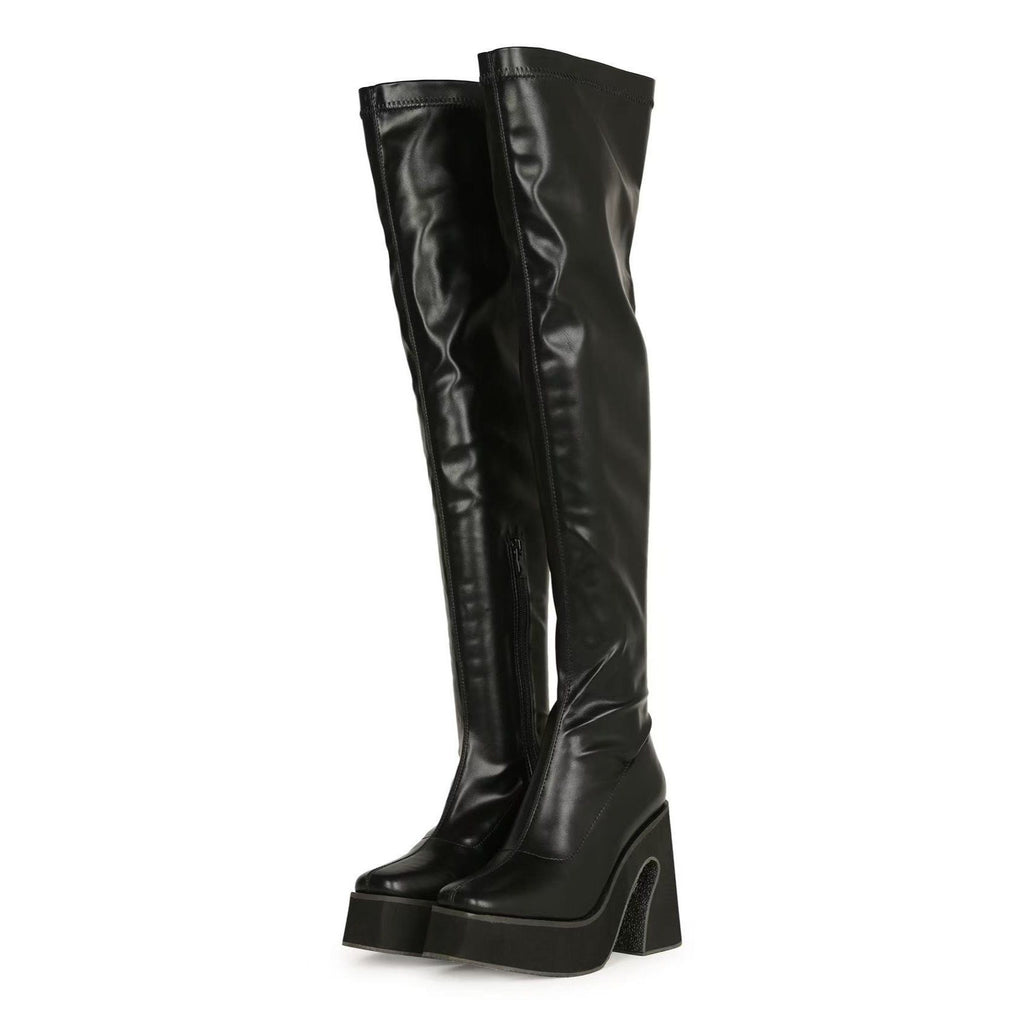 Thick-soled high-heeled over-the-knee boots