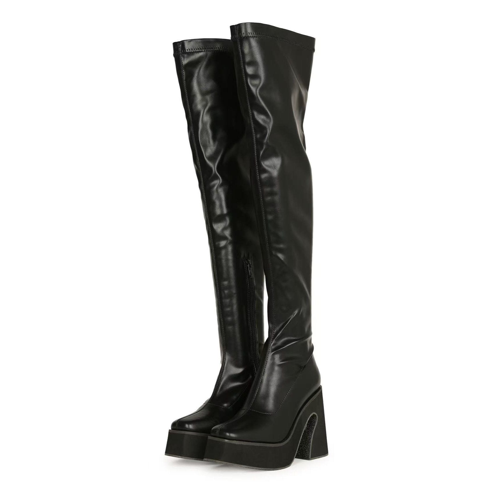 Thick-soled high-heeled over-the-knee boots