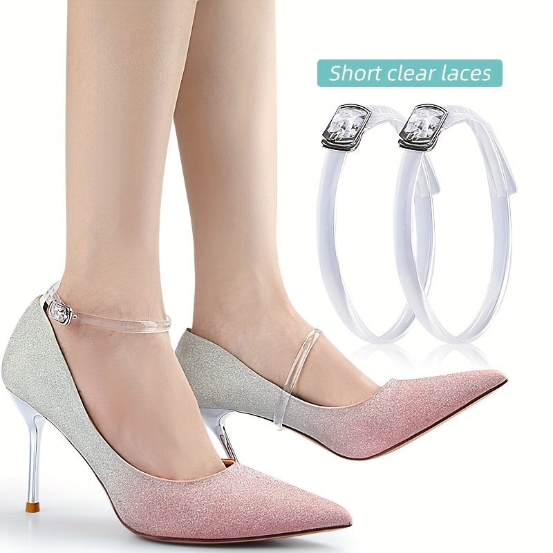 2pcs Clear Silicone Ankle Straps for High Heels - Soft, Versatile, and Multifunctional, Prevent Shoes from Slipping, Tie Shoelaces, Wrap Around Ankle, Hand Washable, No Battery Needed, Casual Style, Ankle Support|Transparent Strap|Silicone Material