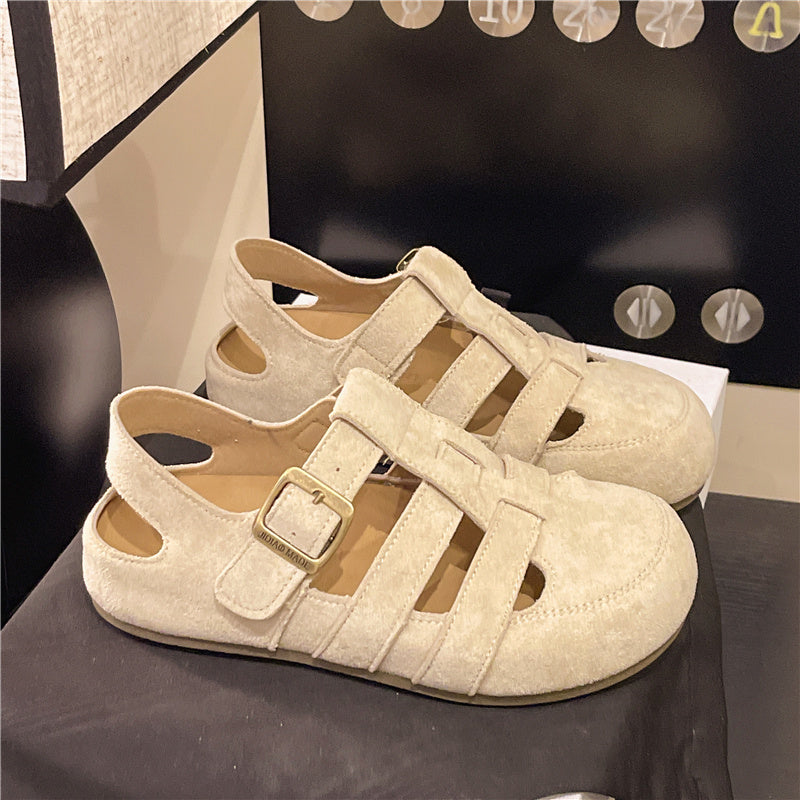 Women's Beige Retro Platform Sandals - Open Toe Backless sandals with Cushioned Insole - PU Synthetic Leather & Rubber Sole - for Casual, Formal, Beach Outfits - Everyday Summer Shoes, Outdoor Walking, Vintage Charm, Comfortable Fit, Fashion Lovers