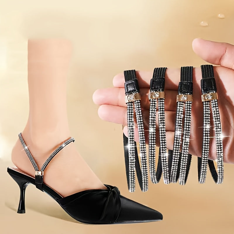 1 Pair Anti-Slip Shoe Strap with Free Installation, Rhinestone Heel Protector for High Heels and Single Shoes