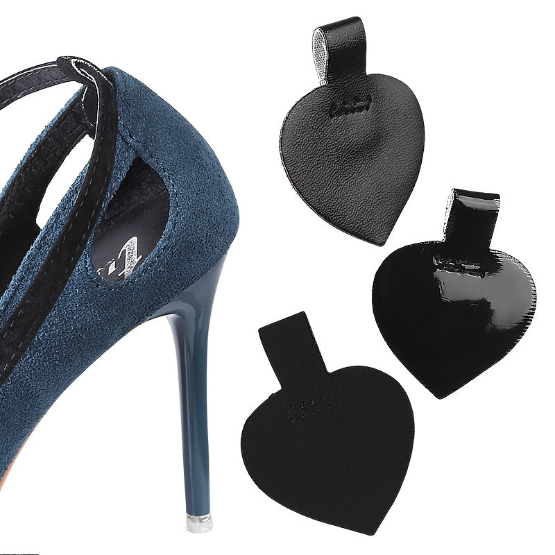 A Pair of Matte Black Anti-Slip Single Shoes with Adjustable Straps, No-Sew Wraparound for Closed-Toe Footwear, Including 2 Straps and 2 Pads for Comfortable Wear.