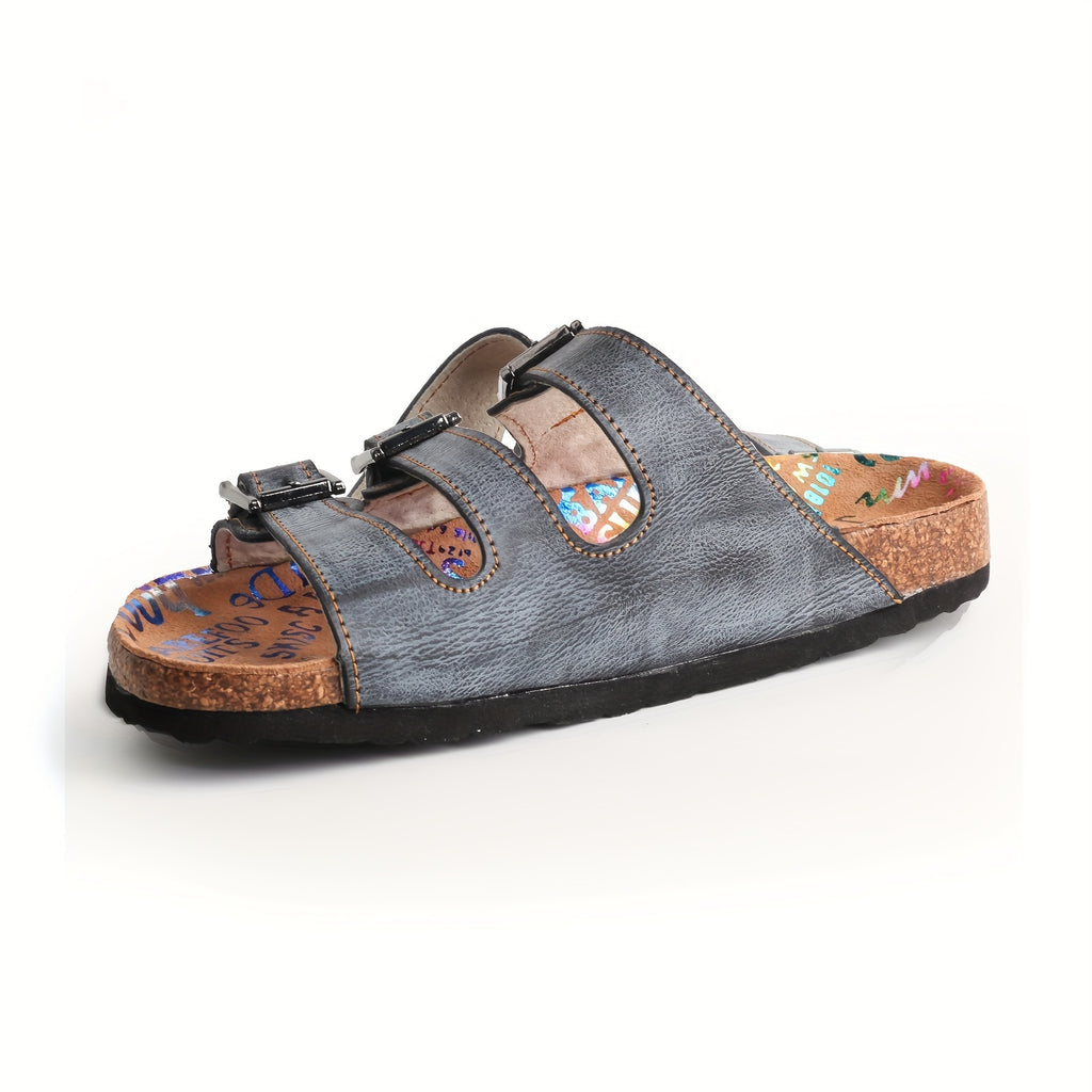 TMA EYES Latest Fashion Versatile High Grade Buckle Flat Bottom Slippers Forest Series Thick Sole Soft Sole Sandals Retro Beach Casual Open Toe Outdoor Shoes