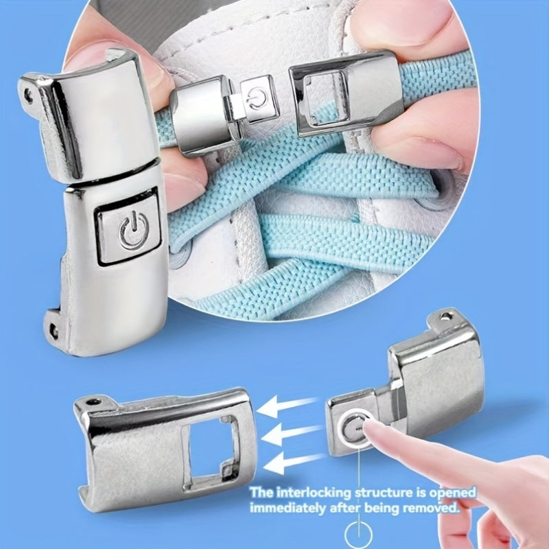 Stylish Metal Buckles 10pcs Stylish Metal Quick-Release No-Tie Shoelace Buckles | Easy Press-On Buckle Locks with Adjustable Fit for Comfortable Wear - Hassle-Free Shoelace Clips for Women and Men