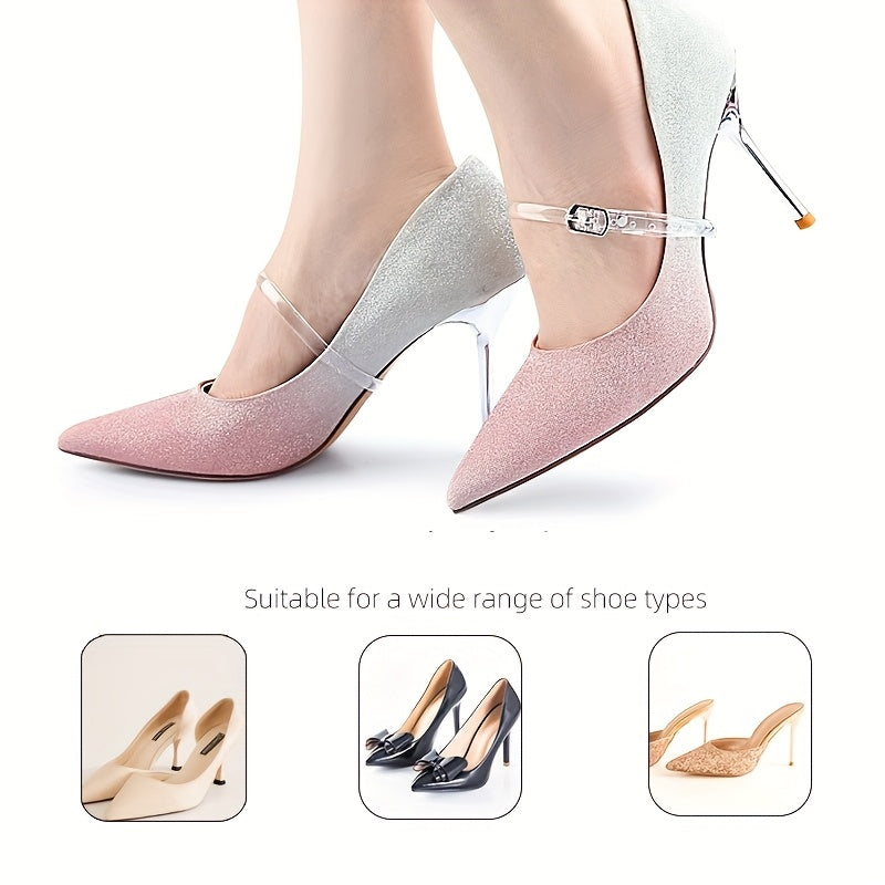 2pcs Clear Silicone Ankle Straps for High Heels - Soft, Versatile, and Multifunctional, Prevent Shoes from Slipping, Tie Shoelaces, Wrap Around Ankle, Hand Washable, No Battery Needed, Casual Style, Ankle Support|Transparent Strap|Silicone Material