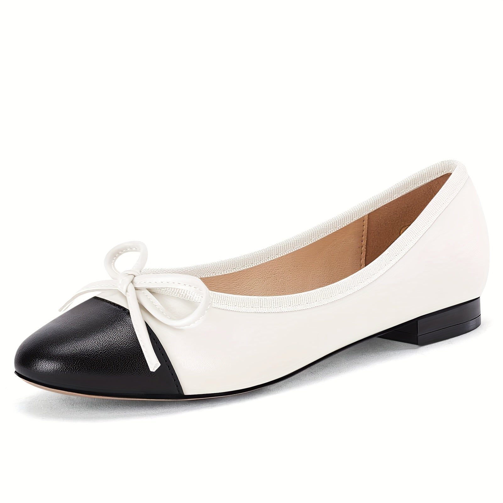 Womens Fashion Cap Toe Ballet Flats Bow Pointed Toe Slip On Office Work Comfort Dress Party Flat Shoes