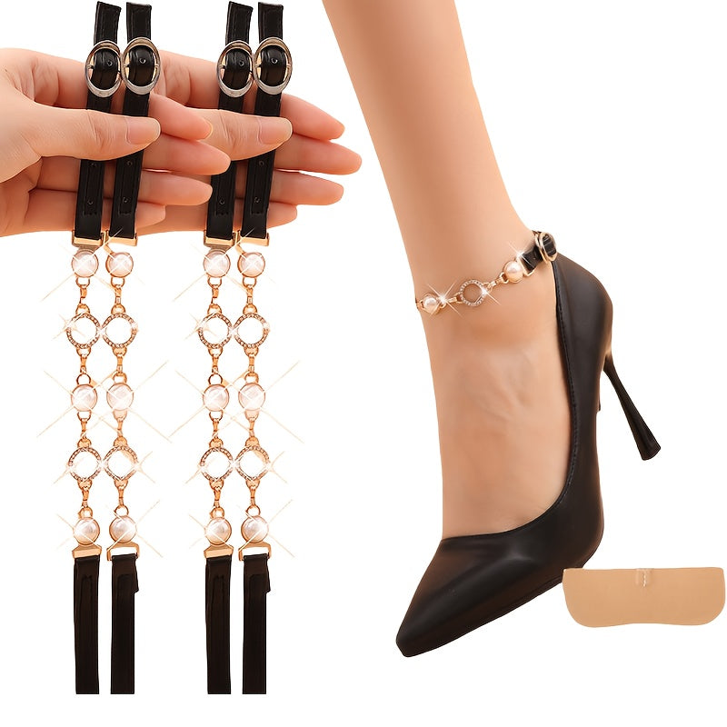 2 Pair Adjustable Shoelaces for High Heels Shoe Belts High Heels Straps Band Detachable Shoe Ankle Straps Shoelaces, Without Battery